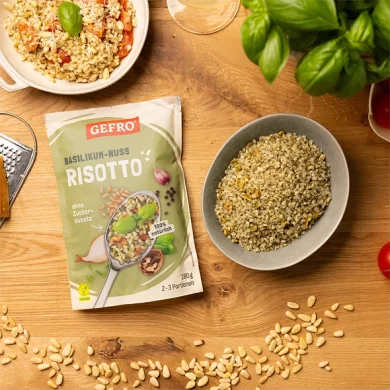 Risotto au basilic et aux noix